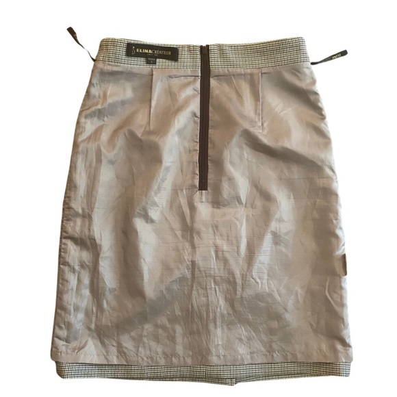 Vintage Green/Brown/White Houndstooth Print Button Down Skirt Suit (Small/Med) - Picture 11 of 12